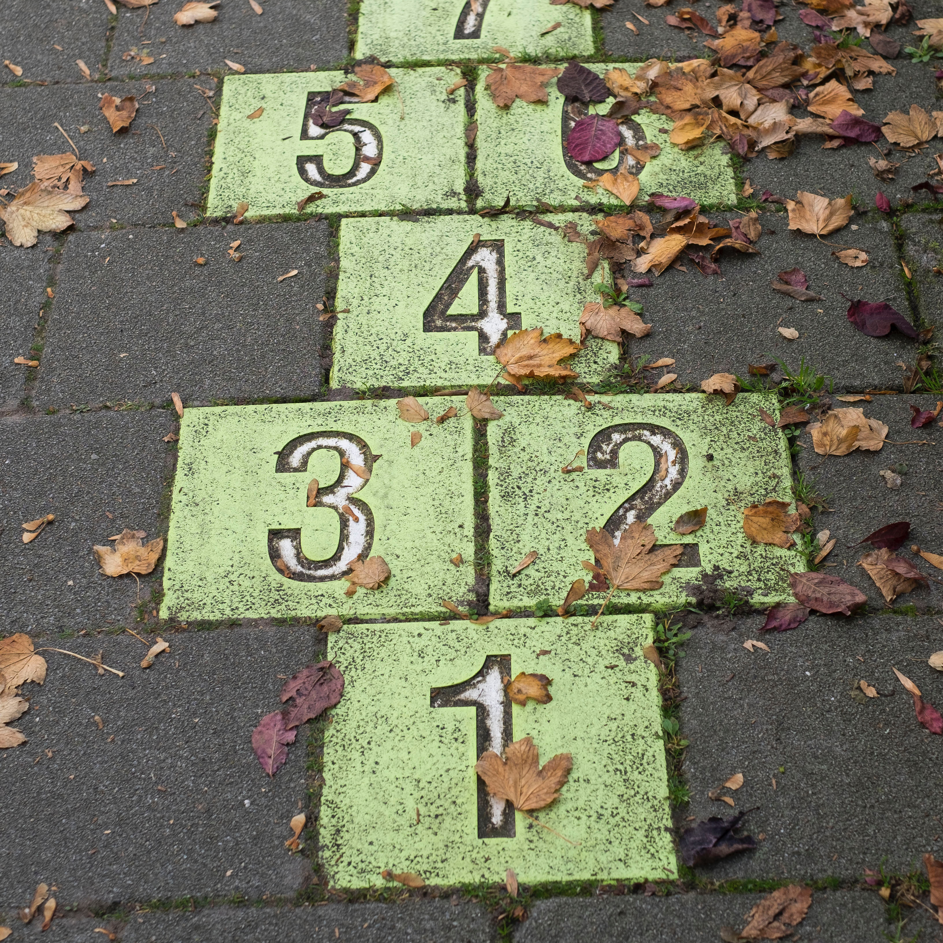 hopscotch drawn on a sidewalk